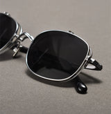 Vintage Titanium Square Glasses Frame with Flip Up Sunglasses Women Brand Designer Eyeglasses Men Trendy Semi Rimless Eyewear