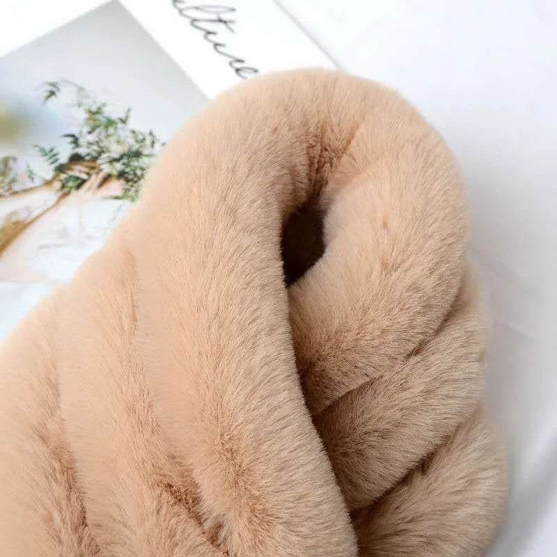 2022 New Rabbit Fur Scarf Women Winter Warm Soft Furry Scarves Casual Female Lady Outdoor Neck Warmer Collar