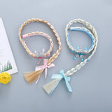 Girls Pink Blue Purple Flower Weaving Braid Headband Kids Princess Dress Up Hair Accessories Aurora Elsa Sofia Rapunzel Wig
