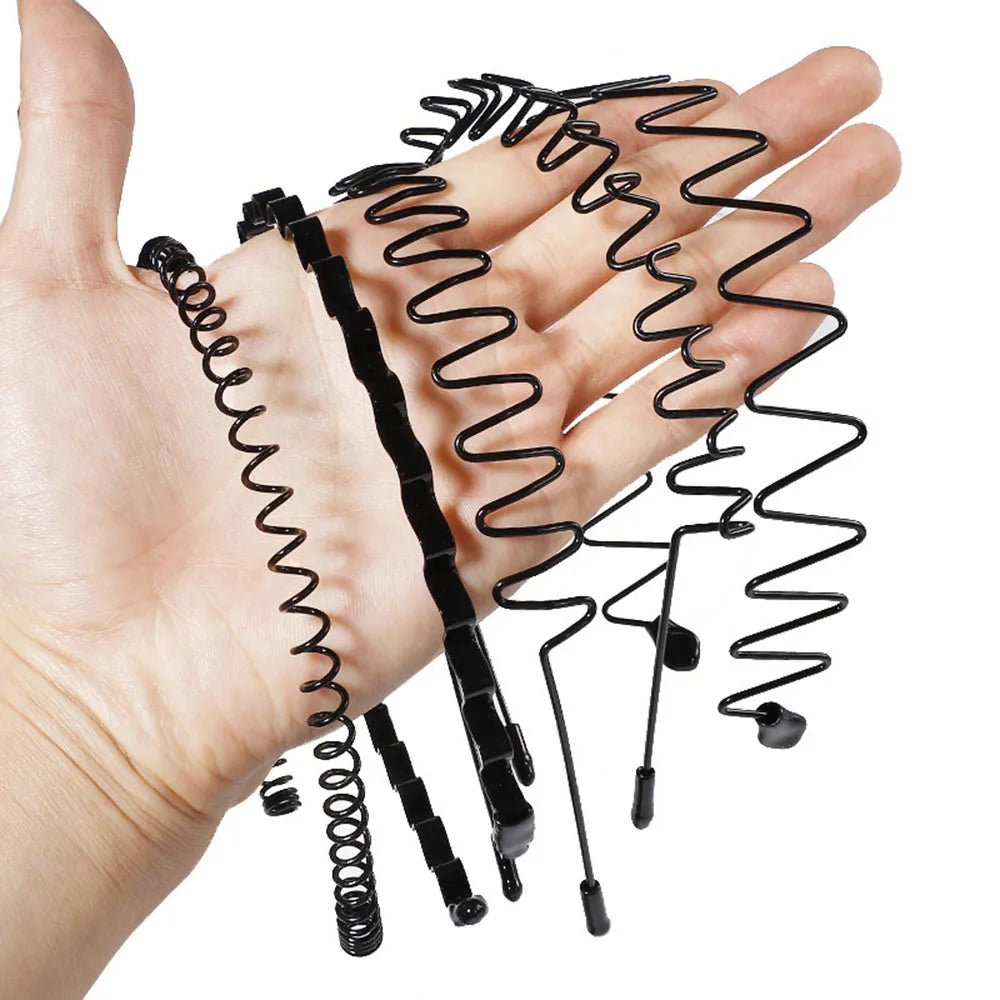 Black Metal Wavy Headband Men Women's Hair Band Head Hoops Bands Headwear Sport Headbands Hairband Bangs Holder Hair Accessories