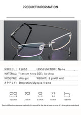 Titanium Alloy Ultra-Elastic Frameless Metal Glasses Frame for Men and Women, Rimless Myopia Prescription Glass Frames FJ868