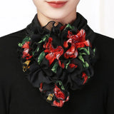 Korean Floral Chiffon Neck Guard False Collar Hedging Scarf Summer Women Ice Silk Protect Cervical Elastic Bib Headneck