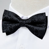 Classic Black Men Bow Ties 100% Silk Bowties Butterfly Pocket Square Cufflinks Set Suit Paisley Gold Pre-Tied Bow Tie DiBanGu