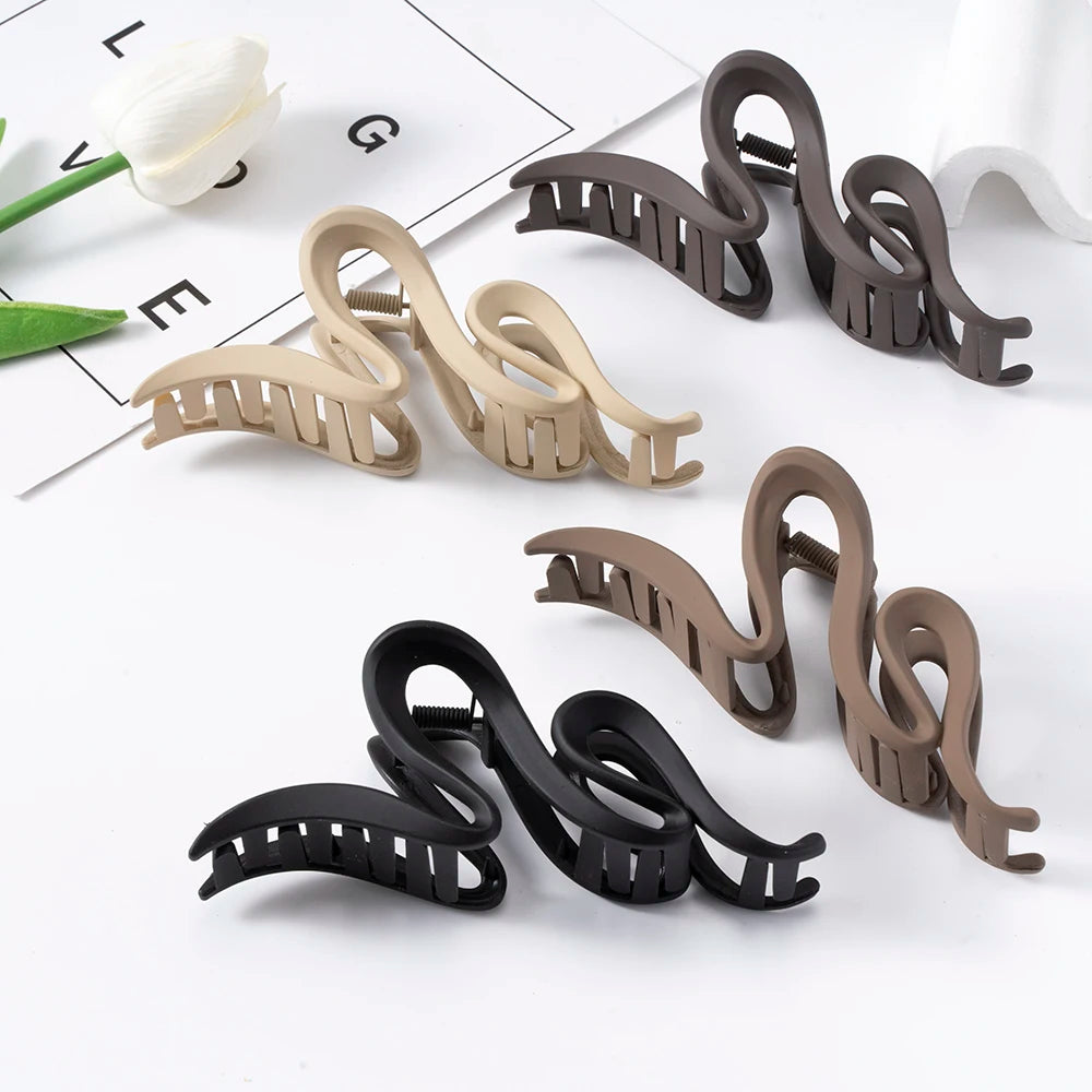 13cm Acrylic Hair Clips For Women Hairpin Matte Wave Hair Claw Clip Ponytail Hair Accessories Girls Headwear Barrettes 4 Colors