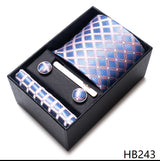 65 Colors Fashion Tie Handkerchief Set Tie Clip Necktie Box Man's Shirt Dark Red  Accessories Men Wedding Holiday  Gift