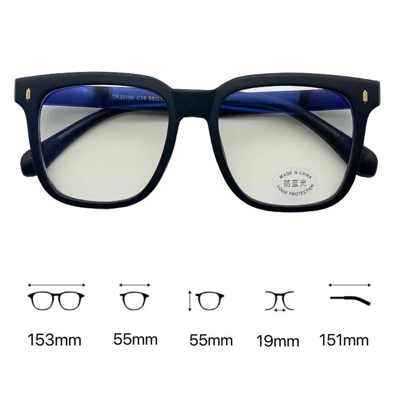 New Clear Lens Near Sight Myopia Glasses Large Sqaure Minus Diopter Eyewear Fashion Ultralight Trendy Eyeglasses for Men Women