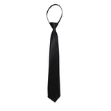 Pre-Tie Zipper Necktie Men Women Slim Narrow Neck Tie Retro Color Safety Clip Tie Business Funeral Butler Matte Black Tie