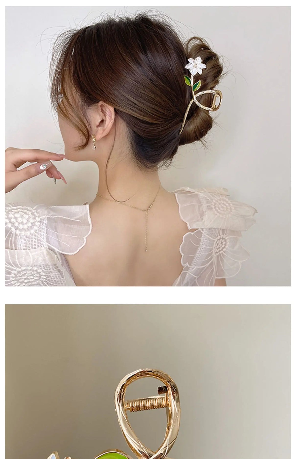 New Women Metal Hair Claw Elegant Gold Flowers Hair Clips Barrette Crab Headband Ponytail Clip Headwear hair accessories tiara