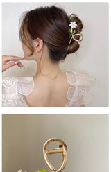 New Women Metal Hair Claw Elegant Gold Flowers Hair Clips Barrette Crab Headband Ponytail Clip Headwear hair accessories tiara