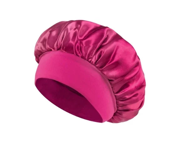 1pcs Unisex Satin Solid Wide-brimmed Sleeping Hat Elastic Band Cap Hair Care Bonnet Night Hat