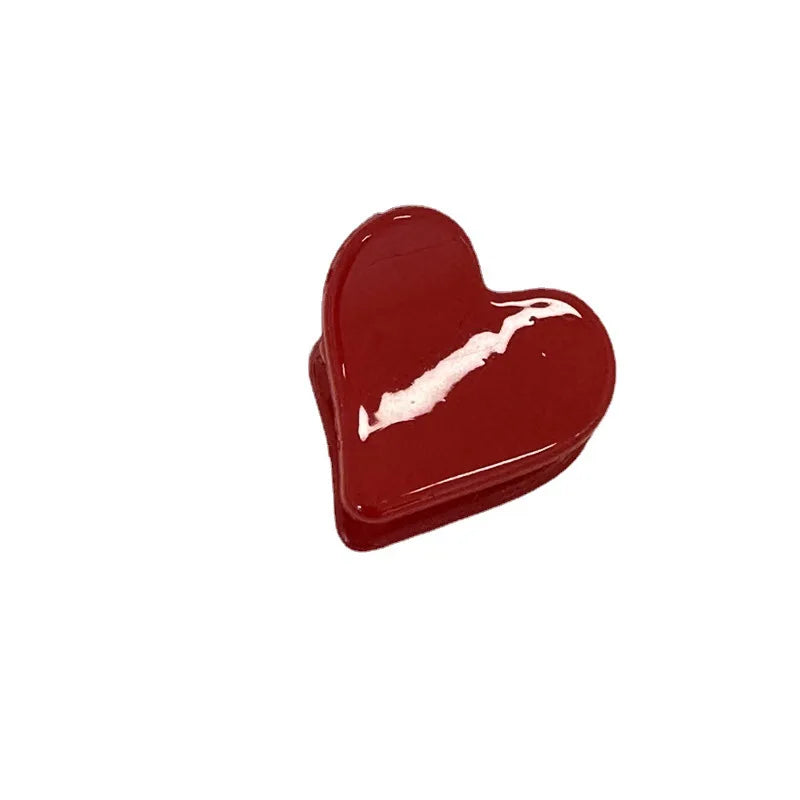 2pcs New Year's Red Festival Mini Hair Clip Retro Red Edge Clip Cute Girl Heart Liu Hai Clip Princess Head Clip Headpiece