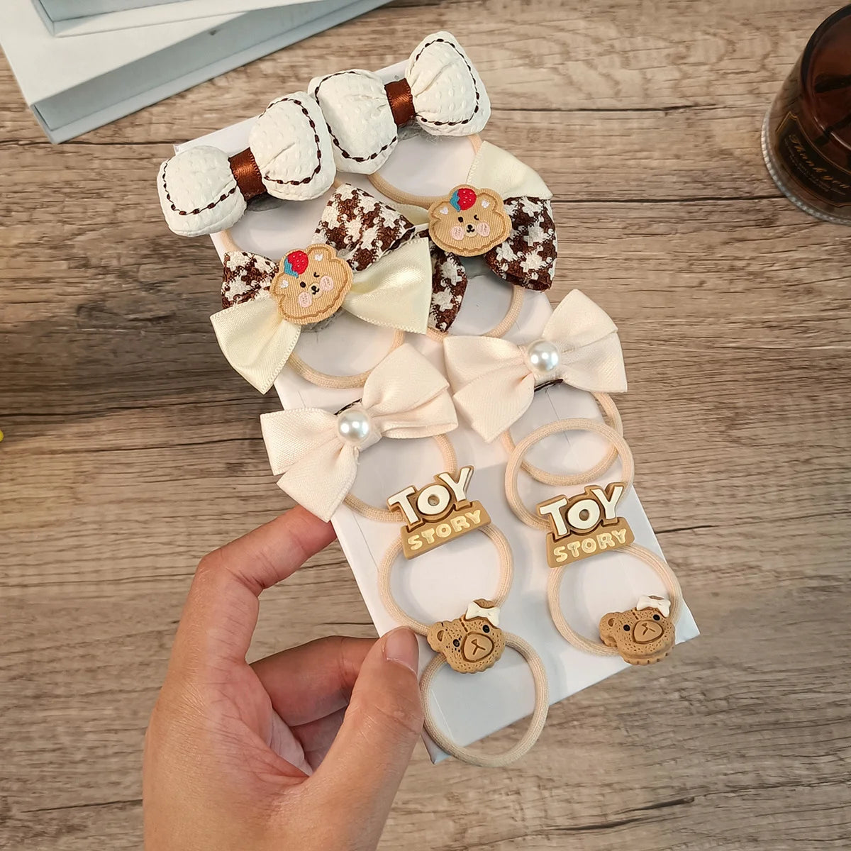 10Pcs/Set Girls Cartoon Hair Band Sweet Bow Hair Ties Elastic Rubber Band Princess Flower Scrunchies Kids Hair Accessories