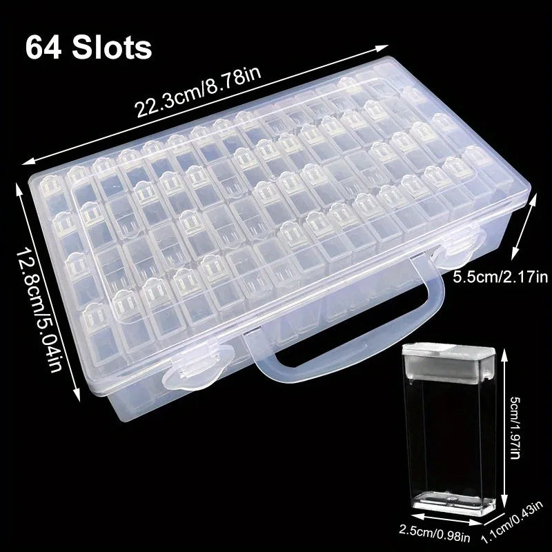 Clearance_1pc 32/40/42/48/56/64 Slots Plastic Storage Box, DIY Diamond Painting Beads Charms Jewelry Accessories Organizer Box_C