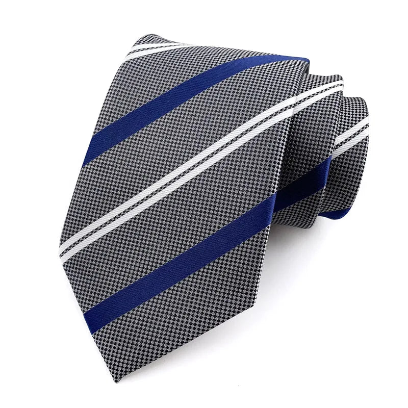 New 8cm Mens Tie Striped Patterned Man Necktie Neck Tie Jacquard Woven Ascot Cravat Neckwear For Gentleman Wedding  Party