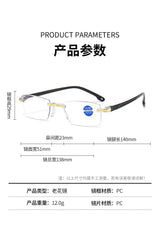 Luxury Blue Light Blocking Reading Glasses Women Men Cutting Frame Presbyopia Eyeglasses HD Lens Farsighted Prescription Eyewear