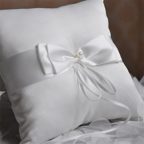 Pocket Ring Decoration Ribbon Pearls Ring Pillow Bridal Wedding Ceremony Pocket Ring Pillow Cushion Bearer with Ribbons