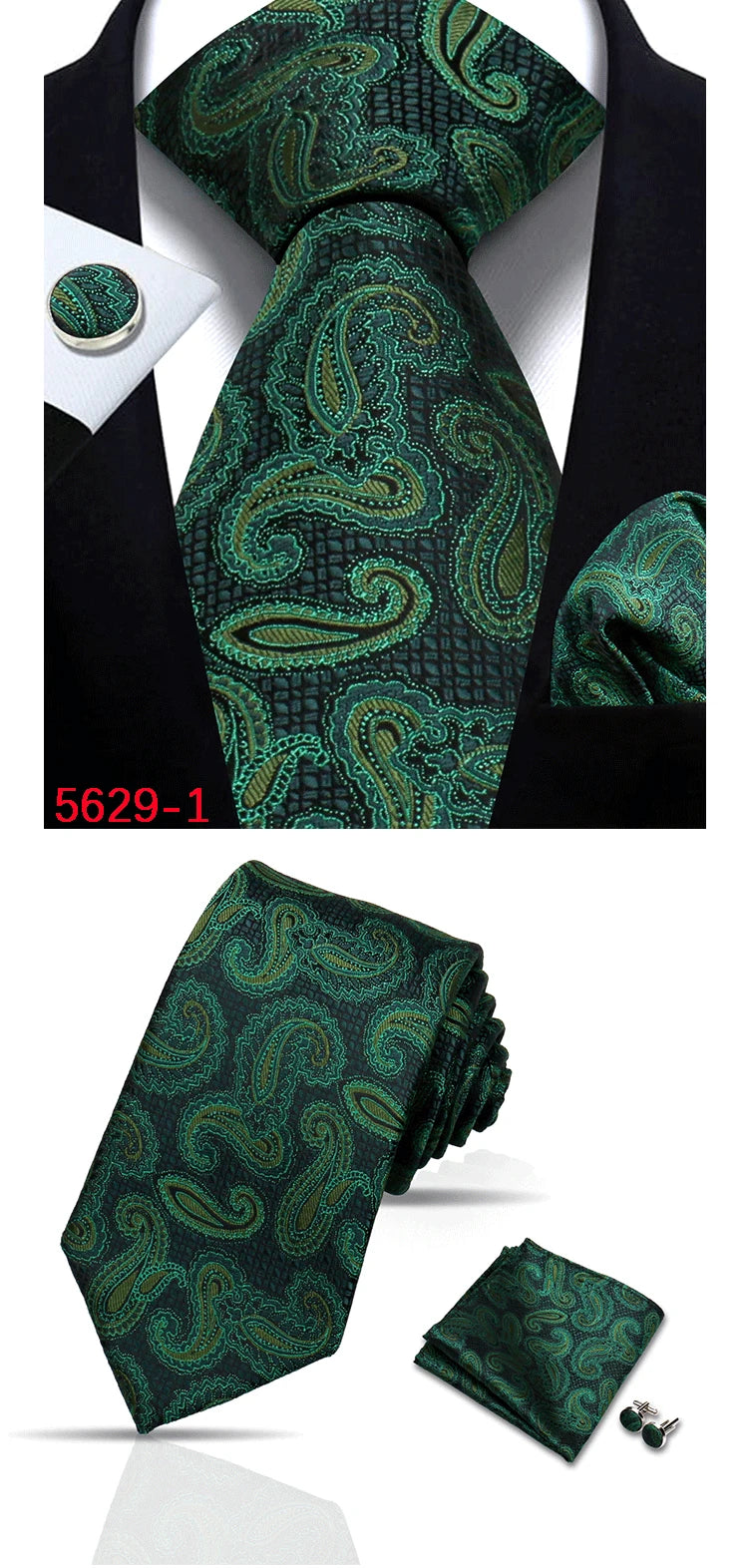 Mens Tie Paisley Jacquard Woven 8cm Formal Business Wedding Necktie Pocket Square Set Suit Cravat High Quality Handmade Gravata