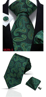 Mens Tie Paisley Jacquard Woven 8cm Formal Business Wedding Necktie Pocket Square Set Suit Cravat High Quality Handmade Gravata