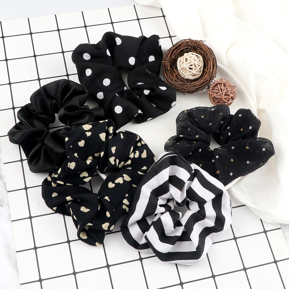 3/5PCS Black White Elastic Hair Bands for Girls Simple Basic Headband Women Rubber Band Hair Accessories Holder Scrunchies Gifts