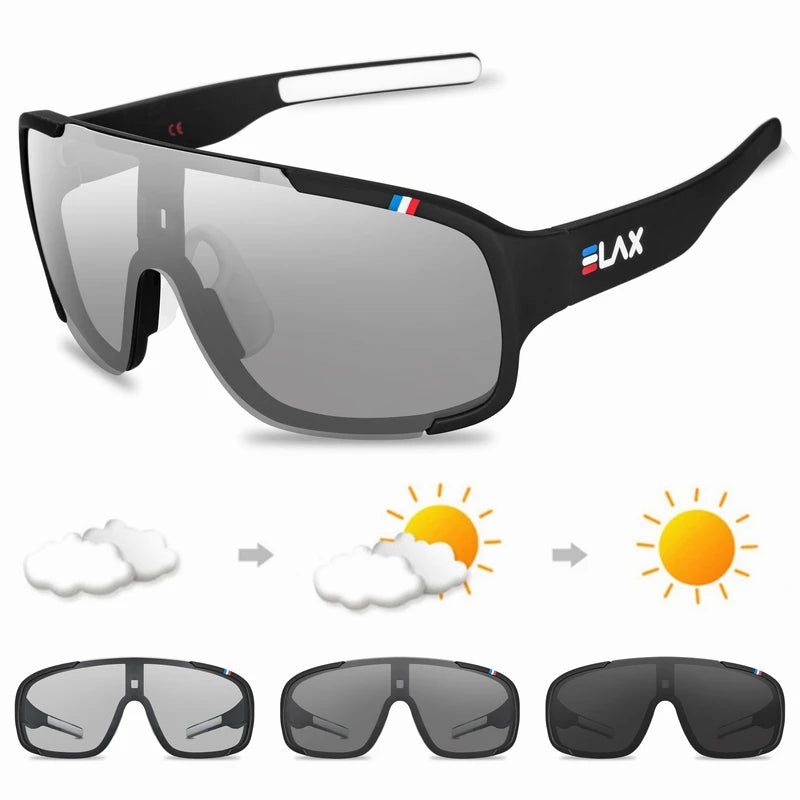 ELAX Polarized and Photochromic Cycling Glasses Outdoor Fishing Eyewear Sports Sunglasses Men Women Mtb Bike Bicycle Goggles