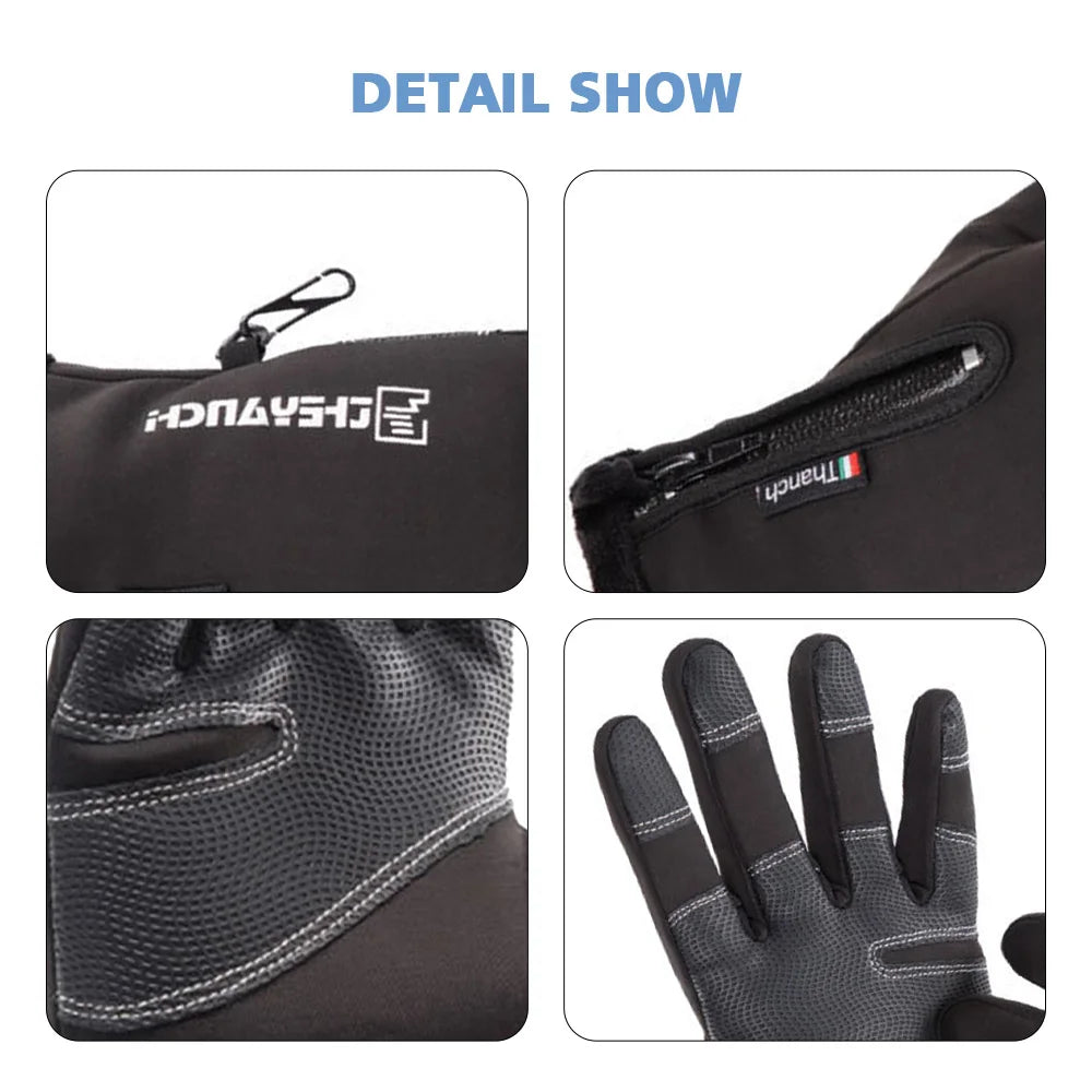 Outdoor Winter Gloves Motorcycle Gloves With Fleece Lined Touch Screen Snow Glove Waterproof Thermal Gloves For Riding