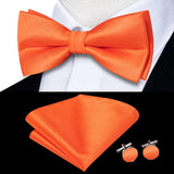 Dropshipping Solid Silk Mens Bow Tie Hanky Cufflinks Set Pre-tied Butterfly Knot Bowtie Wholesale for Male Wedding Business