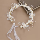 Elegant Girls Headband Lmitated Pearl Hair Headdress Baby Girls Flower Wreath Bride Garland Head Hoop Wedding Headbands Hair