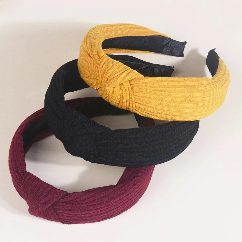 3Pcs Knotted Headbands for Women Girls Solid Color Hair Band Simple Cross Knot Hairbands Headwear Hair Accessories for Women