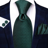 Hi-Tie Dark Green Floral Paisley Silk Wedding Tie For Men Handky Cufflink Gift Men Elegant Necktie Fashion Business Party