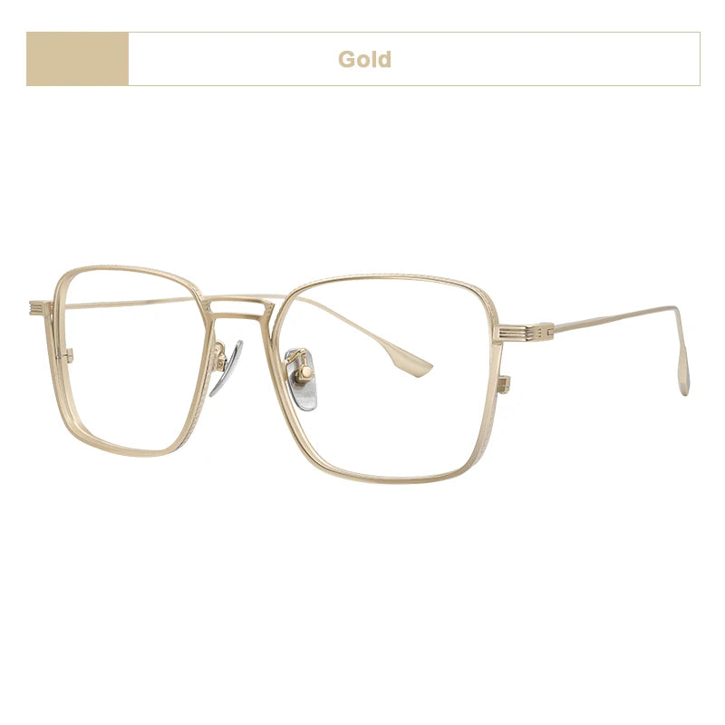 American Design Men Square Frames Handmade Retro Pure Titanium Glasses Thick Edges Business Eyeglasses Suitable for Large Faces