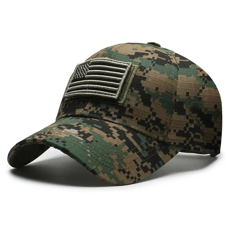 American Flag Camouflage Sticker Embroidered Baseball Cap Net Hat Men's Outdoor Velcro Cap