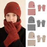 Soft Beanie Hat Scarf Gloves Gifts Casual Warm Fleece Neck Scarf Winter Set for Women Men