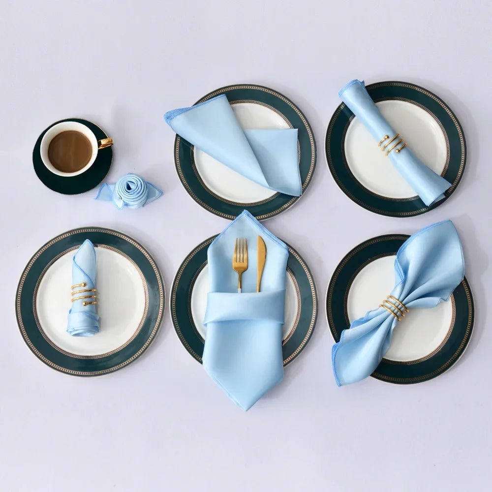 12Pcs 30X30cm Satin Table Napkin Soft Handkerchief Romantic Wedding Banquet Square Table Napkins Dinner Party Decoration