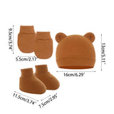Newborn Hat+Gloves+Socks Set for Baby Boy Girl Cotton Baby Beanie Fall Casual Photography Props Soft Headwear Infant Nightcap