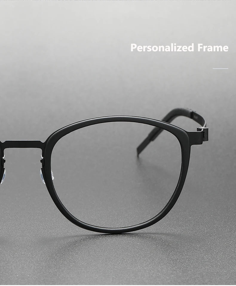 2023 Titanium Glasses Frame for Men Women Vintage Round Myopia Optical Eyewear Screwless Prescription Eyeglasses Frame Spectacle