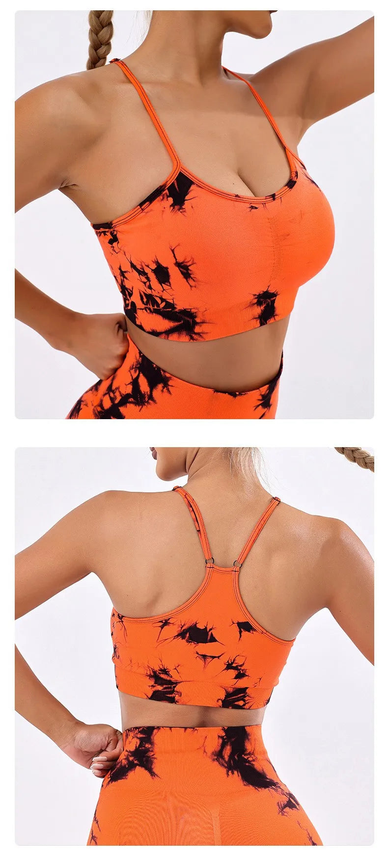 Tie-dye yoga clothing set, sports bra, intimates, yoga pants, non-falling sports tights, peach butt lifting line