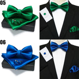 EASTEPIC Men's Bow Tie Sets Including Cufflinks and Handkerchieves Bow Ties with Adjustable Straps for Formal Occasions