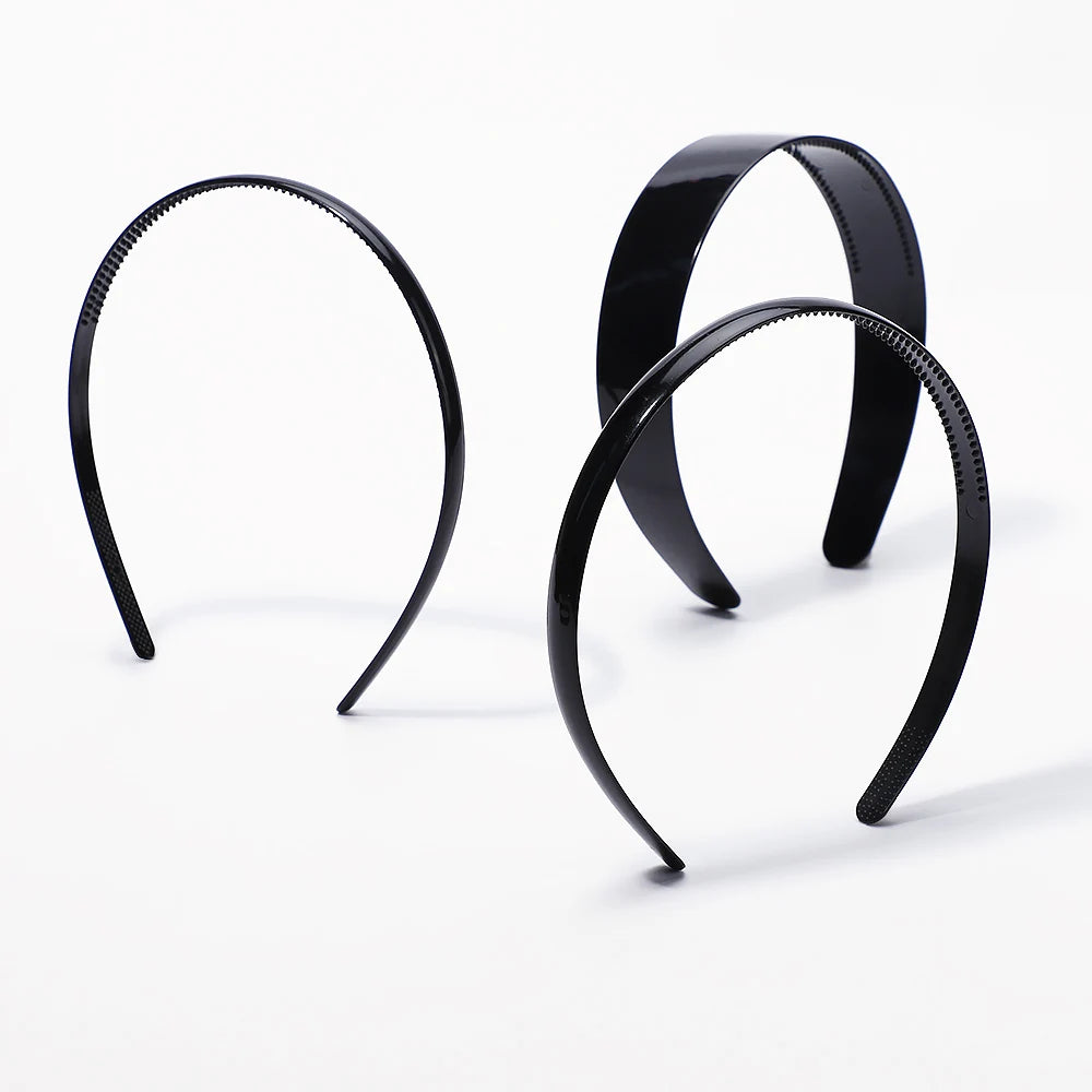 1 Piece Simple Women Headbands Fashion Head Band for Girls  Solid Black Color Casual Hair Accessories Plastic Headbans Wholesale