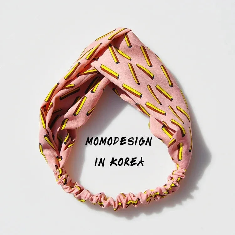 Clearance Fresh Colorful Turban Headbands Women Spring Summer Chiffon Headband Head Wrap Wide Lattice Hairband Hair Accessories