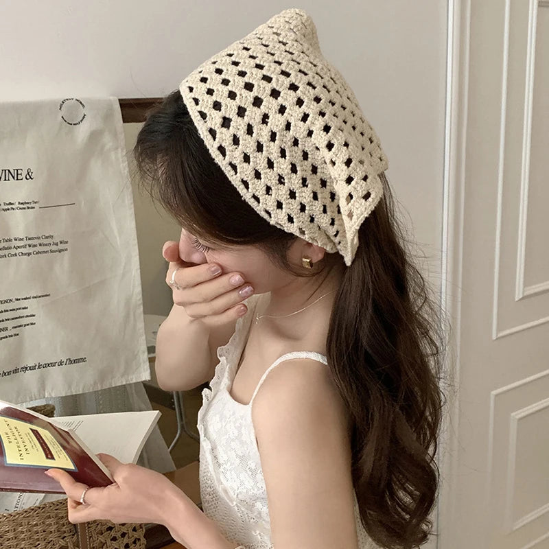 Flower Headscarf Headbands Knitting Hairband For Women Bandanas Headwear Fashion Girls Headband Hair Accessories