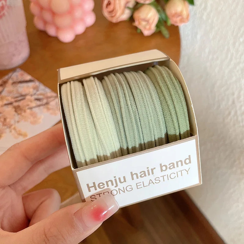 Nylon Rubber High Elastic Hair Bands Hair Ties Women Girls Candy Basic Ponytail Holder Scrunchies Gum Ropes Hair Accessories Set