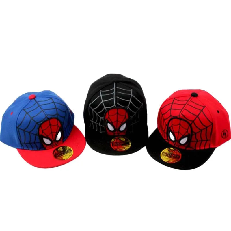 Spiderman Kids Anime Cartoon Baseball Cap Hip-Hop Flat Brim Adjustable Cool Summer Autumn Duck Tongue Hat Toddler Kids Baby Caps