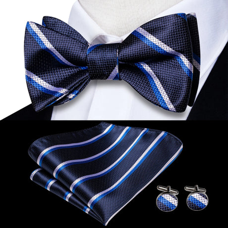 Dropshipping Jacquard Silk Mens Self Bow Tie Hanky Cufflinks Set Male Butterfly Knot Bowtie Wholesale for Male Wedding Business