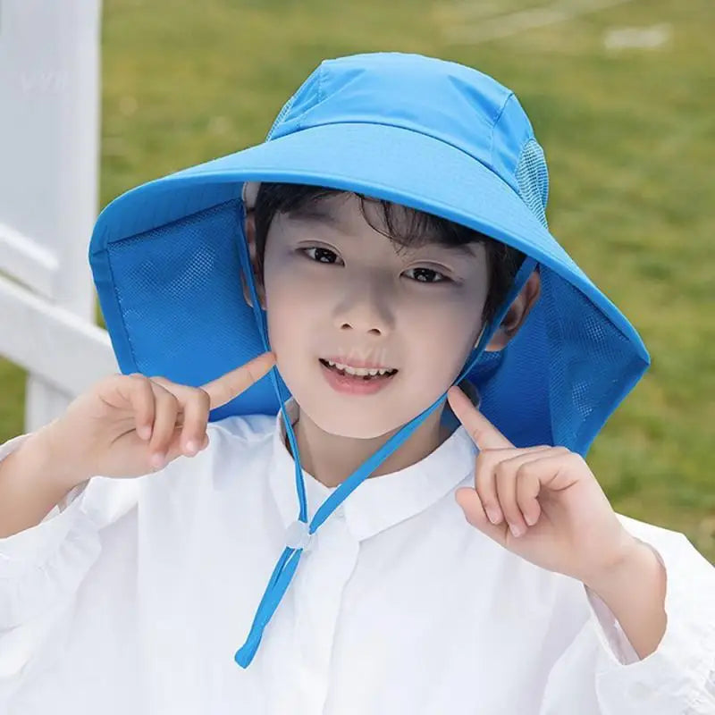 Boys Sunscreen Hat With Large Brim Shawl Versatile Fisherman Hat Hat Childrens Hat Sunscreen Durable Summer Sun Summer