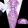 Barry.Wang Purple Lilac Lavender Silk Mens Tie Handkerchief Cufflink Set Jacquard Floral Necktie for Male Wedding Business Party