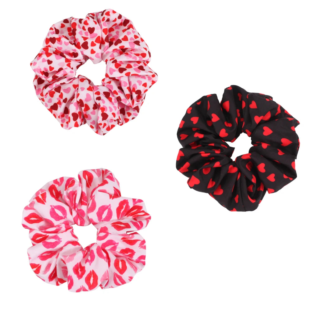 Valentines Hair Ties Heart Hair Scrunchies Elastics Hair Band Ponytail Hair Ropes for Women Girl Valentines Day Hair Accessories