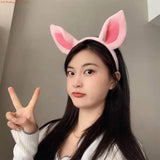 G92D Simple Sweet Hair Accessories Women Students Washing Face Hairband Little Pig Ears Headbands Plush Cartoon Hair Hoop