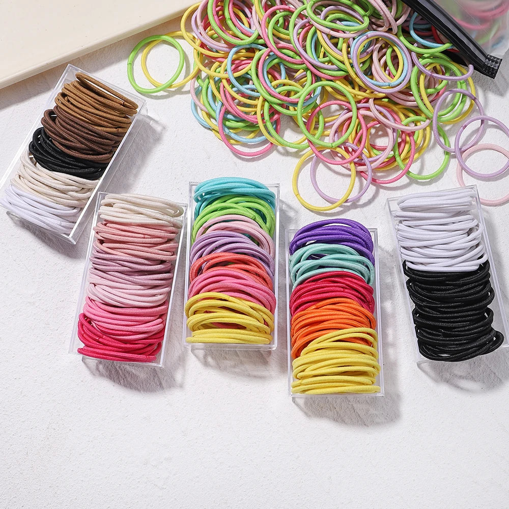 50PCS Macaron Rubber Band Hairband Headband High Elastic Durable Hair Ring Tied High Ponytail Women's Kids Hair Headwear
