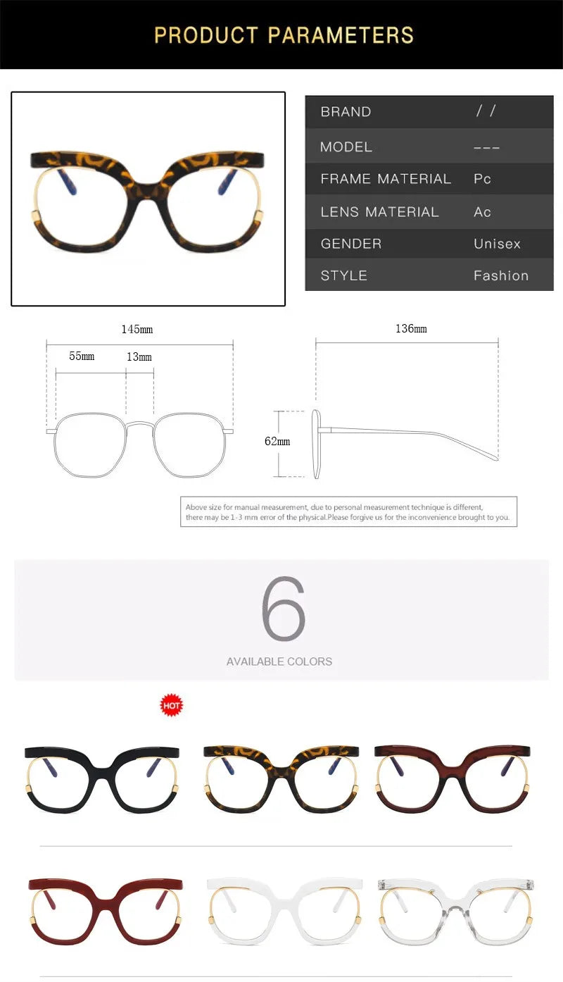Clear Blue Ray Blocking Eyeglasses Large Glasses Frame Spectacle Frame for Women 2022 Anti-Blue Light Trend Round Eyeglasses