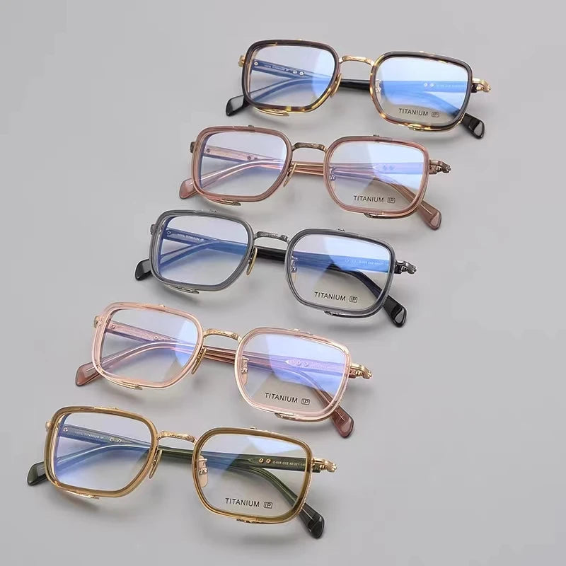 Exquisite Titanium Handmade Glasses Frame Mens Women Retro Square Spectacle Frames Eyeglasses Japanese Design Oval Round Eyewear